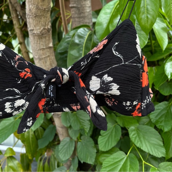 Out From Under Urban Outfitters black floral bra top that ties. - Picture 2 of 4